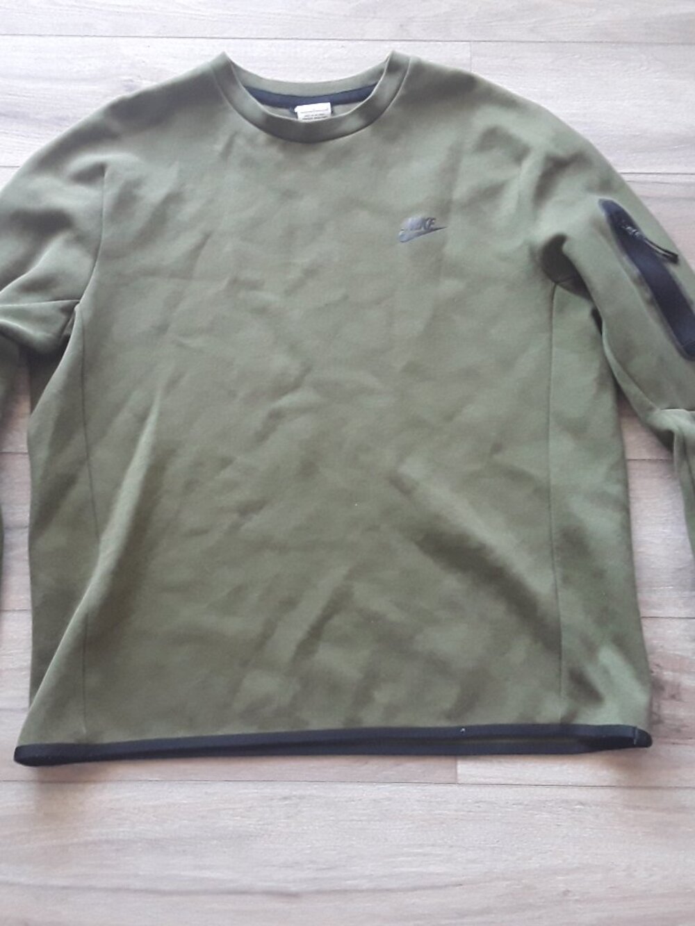 Nike Sweatshirt Mens Large Green Cotton Blend Pullover Tech Fleece Zip Pocket
